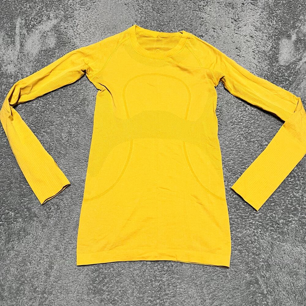 Lululemon Shirt Womens 4 Swiftly Long Sleeve Yellow Running